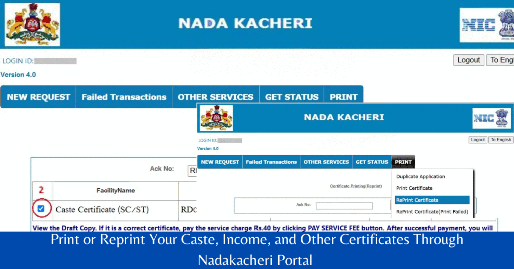 Print or Reprint Your Caste, Income, and Other Certificates Through Nadakacheri Portal