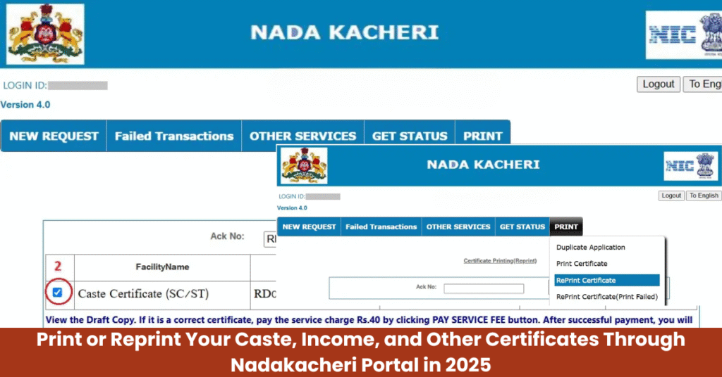 Print or Reprint Your Caste, Income, and Other Certificates Through Nadakacheri Portal in 2025